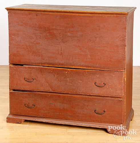 NEW ENGLAND PAINTED PINE MULE CHEST,