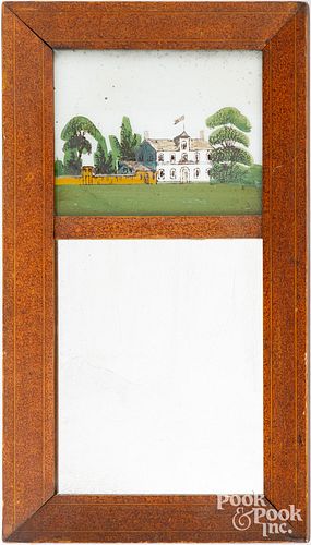 SHERATON PAINTED PINE MIRROR, EARLY