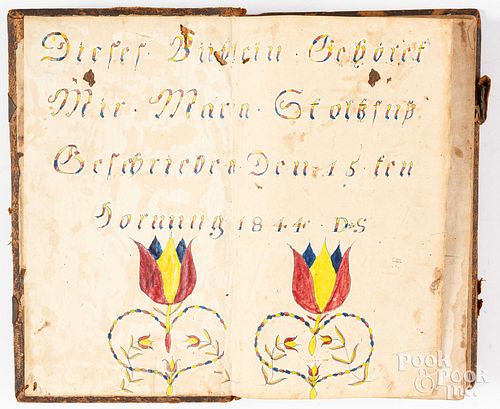 INK AND WATERCOLOR FRAKTUR BOOKPLATE