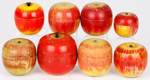 EIGHT TURNED AND PAINTED APPLE