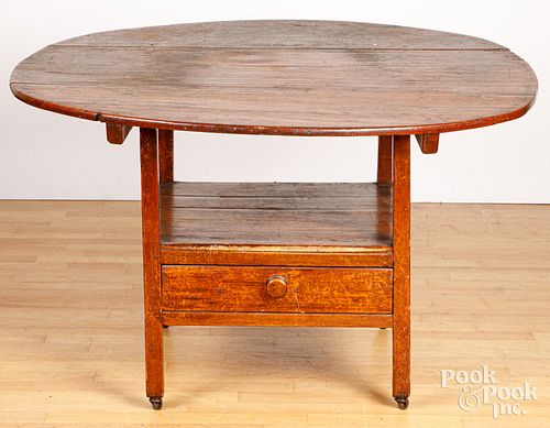 STAINED PINE CHAIR TABLE, 19TH