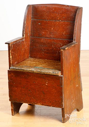 PINE CHILD'S CHAIR, 19TH C.Pine