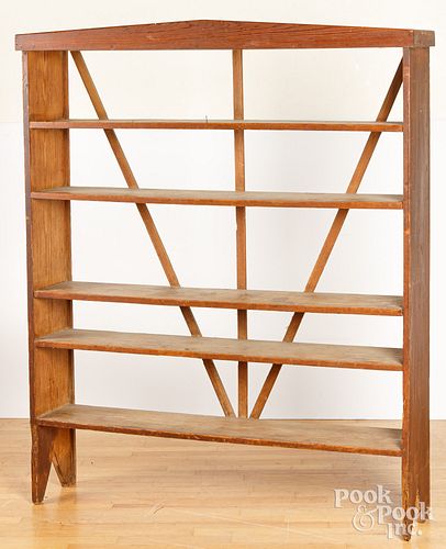 PINE OPEN SHELF CUPBOARD, 19TH