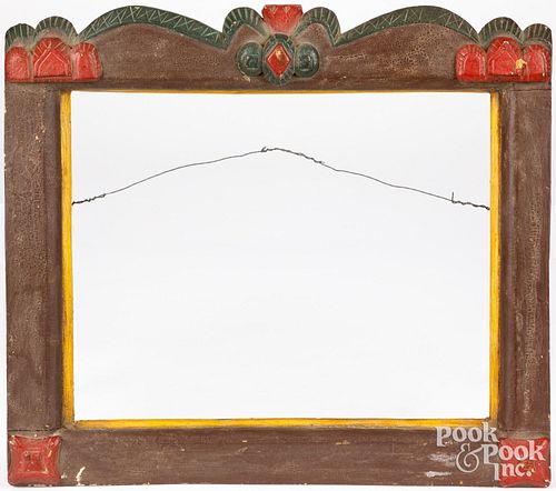 CARVED AND PAINTED FOLK ART FRAME,