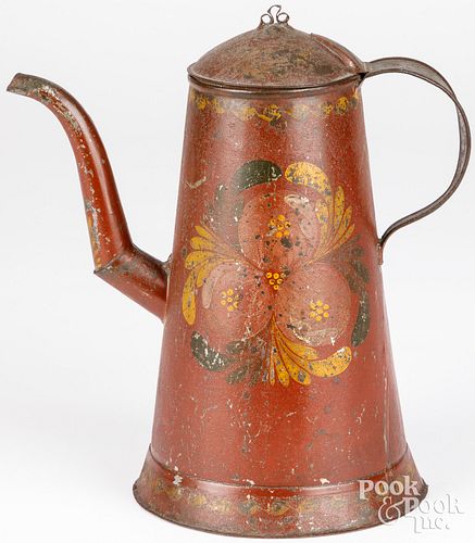 PENNSYLVANIA RED TOLEWARE COFFEE POT,