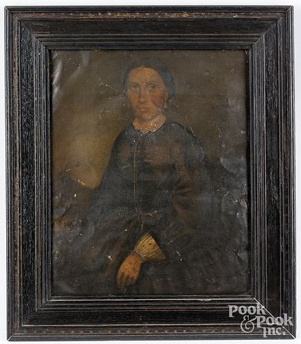 OIL ON TIN PORTRAIT OF A WOMAN,