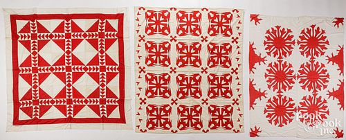 RED AND WHITE SUMMER QUILT & TWO