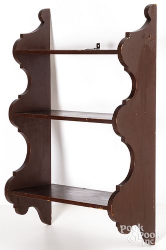 PAINTED PINE HANGING SHELF, 20TH