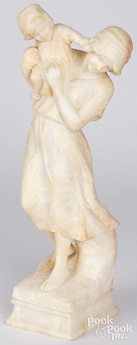 MARBLE STATUE OF A MOTHER AND CHILDMarble