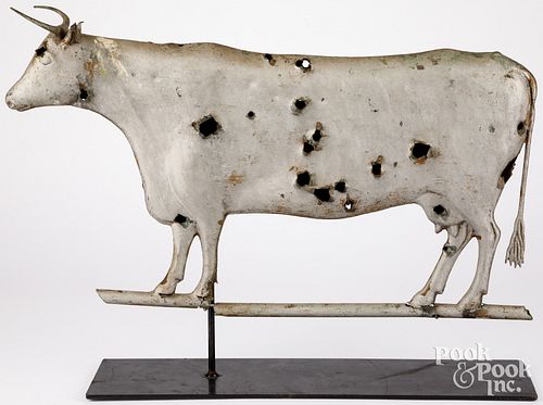SWELL-BODIED COPPER COW WEATHERVANE,