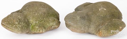 PAIR OF STONE GARDEN FROGSPair