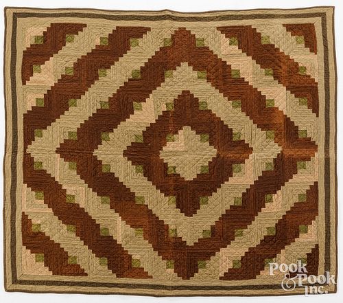 LOG CABIN QUILT, 19TH C.Log cabin