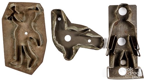 THREE TIN COOKIE CUTTERS, 19TH