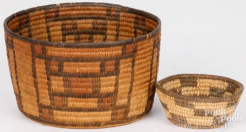 TWO PIMA INDIAN WOVEN BASKETSTwo