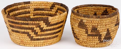 TWO PAPAGO INDIAN WOVEN BASKETSTwo