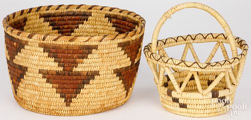 TWO PAPAGO INDIAN WOVEN BASKETSTwo