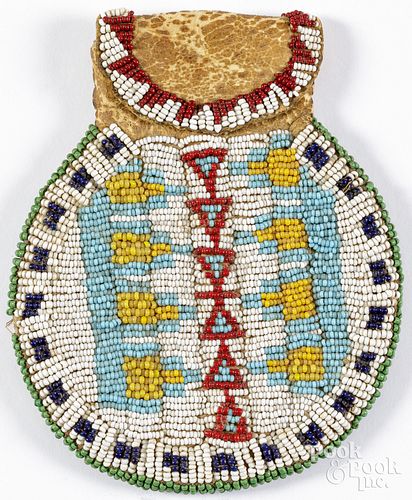 APACHE INDIAN BEADED POUCH, EARLY