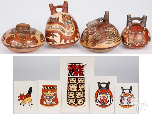 FOUR NAZCA POTTERY VESSELS, MID