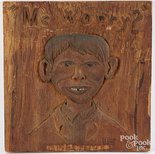 CARVED PLAQUE OF MAD MAGAZINE'S