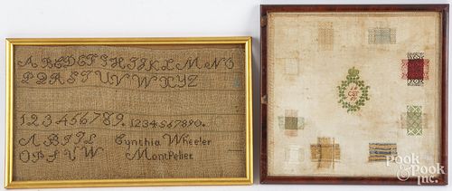 TWO SILK ON LINEN SAMPLERS, 19TH