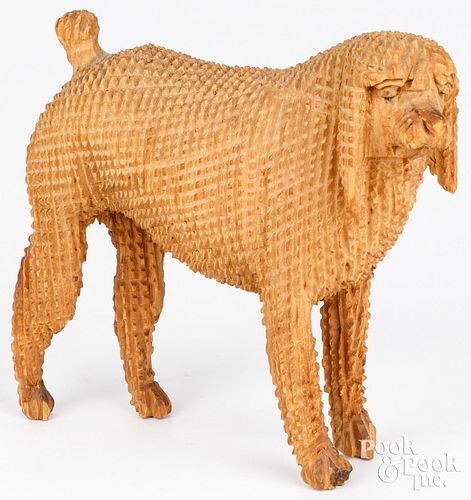 AARON MOUNTZ CARVED PINE DOGAaron