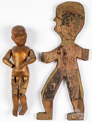 TWO CARVED WOODEN FIGURES, 19TH/20TH