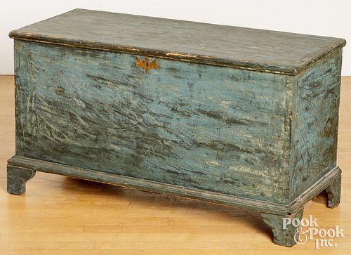 BLUE PAINTED PINE BLANKET CHEST,