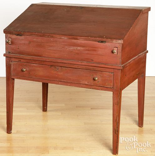 PAINTED PINE SCHOOLMASTER'S DESK,