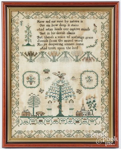 ENGLISH SILK ON LINEN SAMPLER,