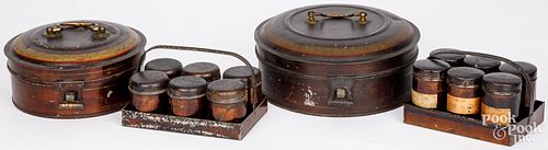 FOUR SETS OF TOLEWARE SPICE CONTAINERSFour