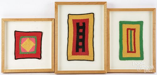 THREE FRAMED KNITTING PIECESThree