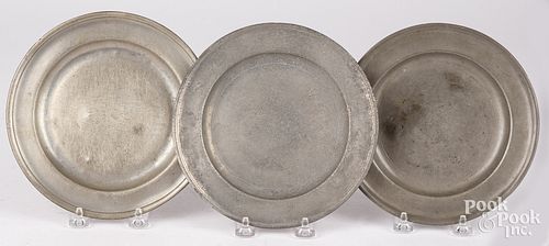 THREE THOMAS DANFORTH PEWTER PLATESThree