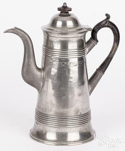 ISRAEL TRASK, PEWTER COFFEEPOTIsrael