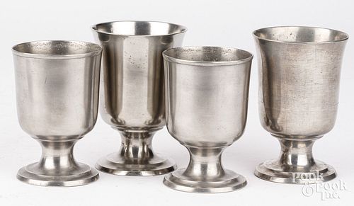 TWO PAIRS OF BOARDMAN PEWTER CHALICESTwo