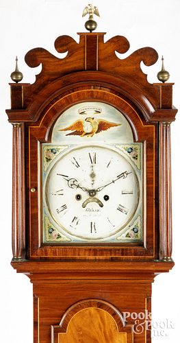 ENGLISH MAHOGANY TALL CASE CLOCK,