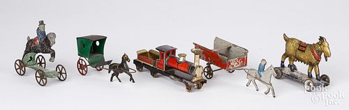 GROUP OF SMALL TIN HORSE DRAWN