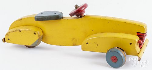 LARGE CHILD'S PAINTED WOOD RIDE-ON