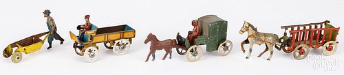 FOUR TIN LITHOGRAPH PENNY TOYS,