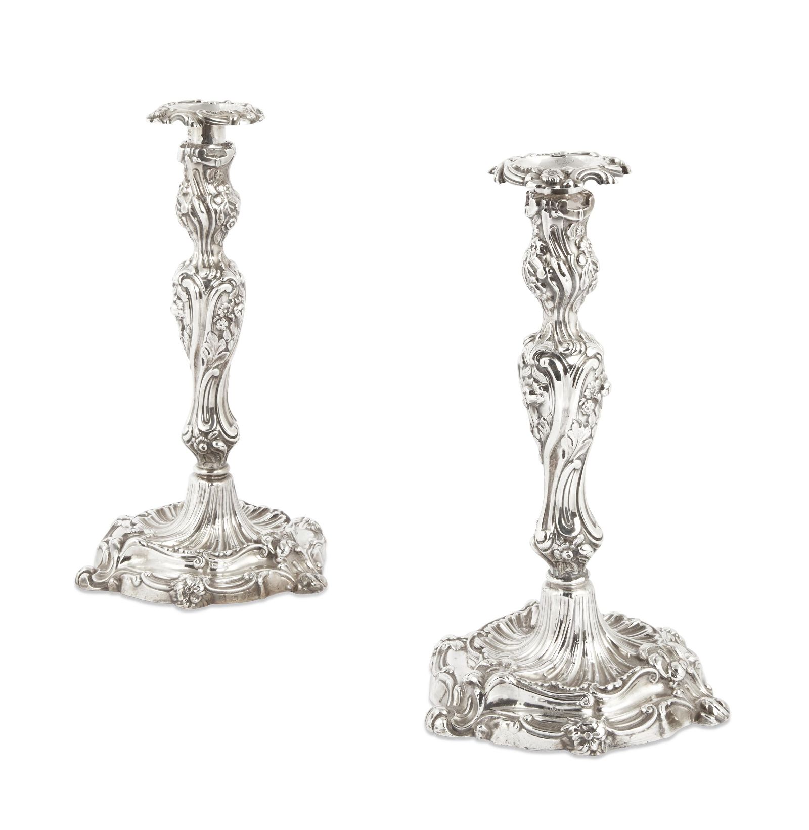 A PAIR OF WILLIAM IV WEIGHTED SILVER