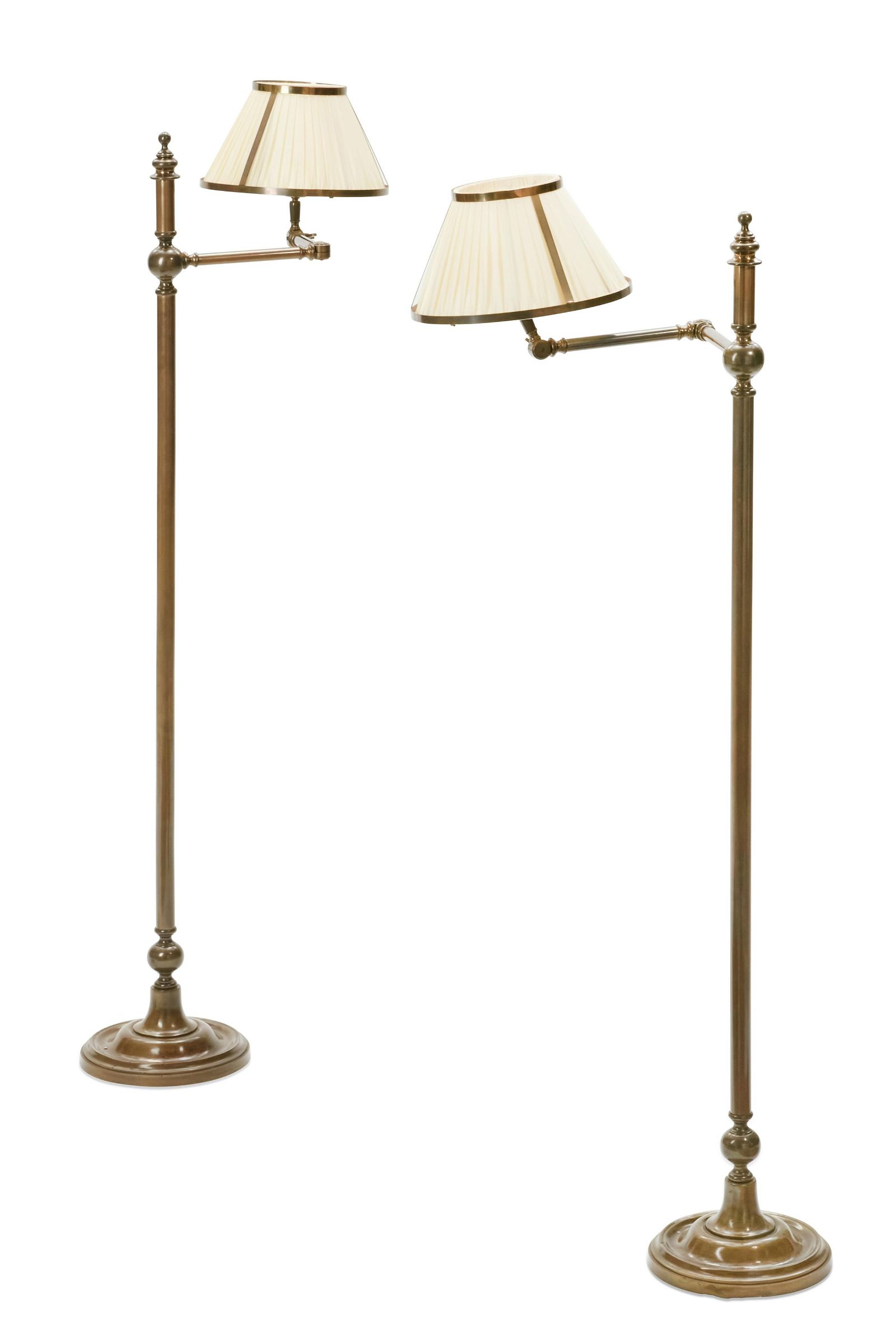 A PAIR OF BRUSHED BRASS ADJUSTABLE