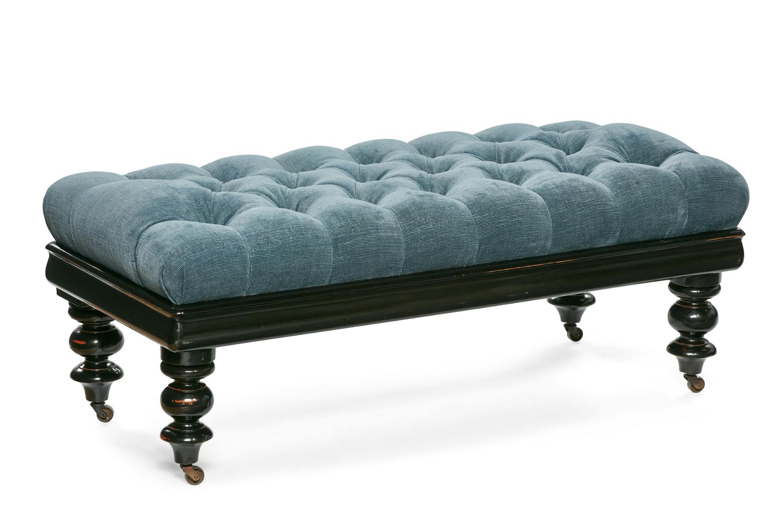 A VICTORIAN EBONIZED AND TUFTED