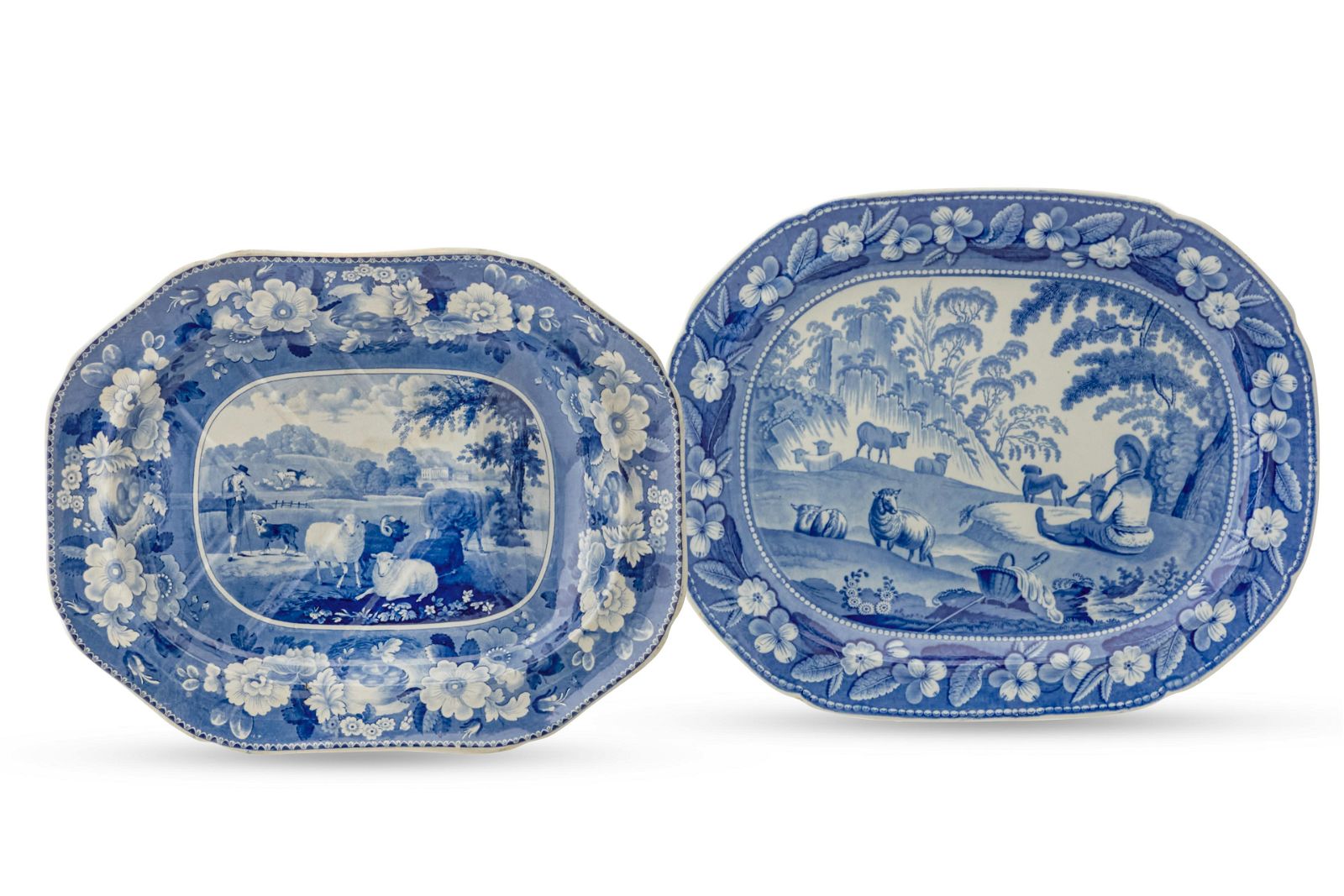 TWO STAFFORDSHIRE BLUE AND WHITE