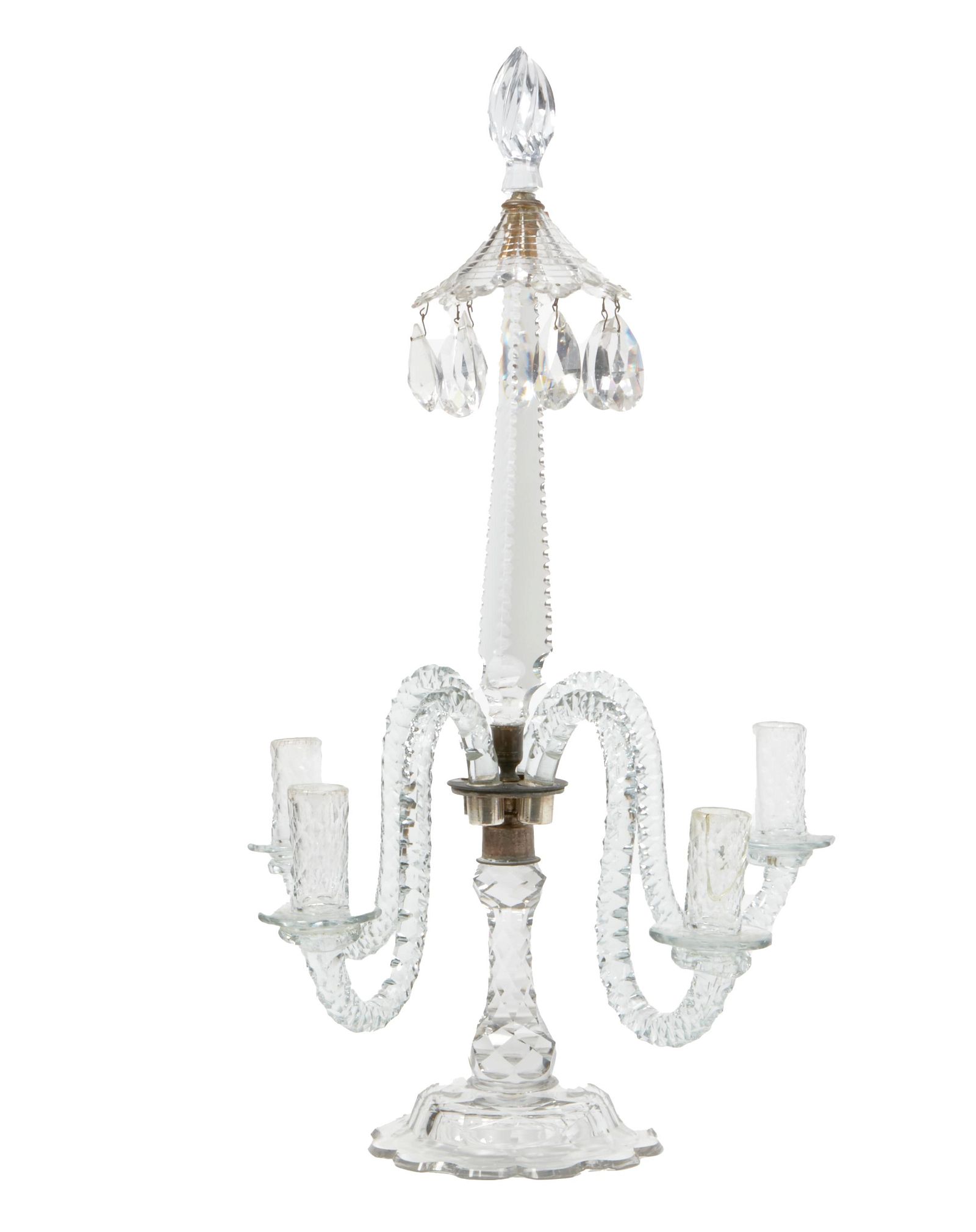 A GEORGE III CUT-GLASS FOUR-LIGHT