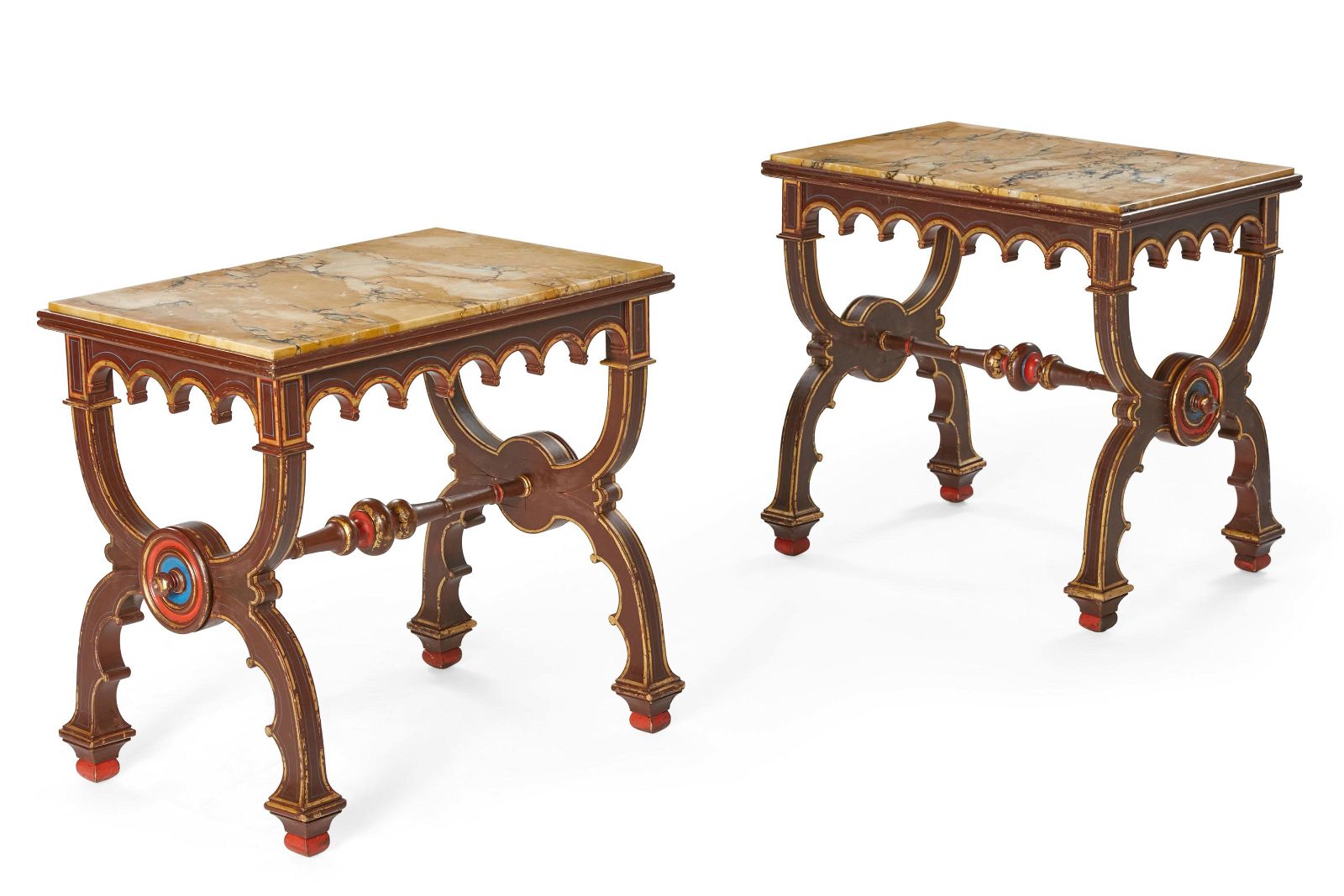 PAIR OF AESTHETIC MOVEMENT TABLES,