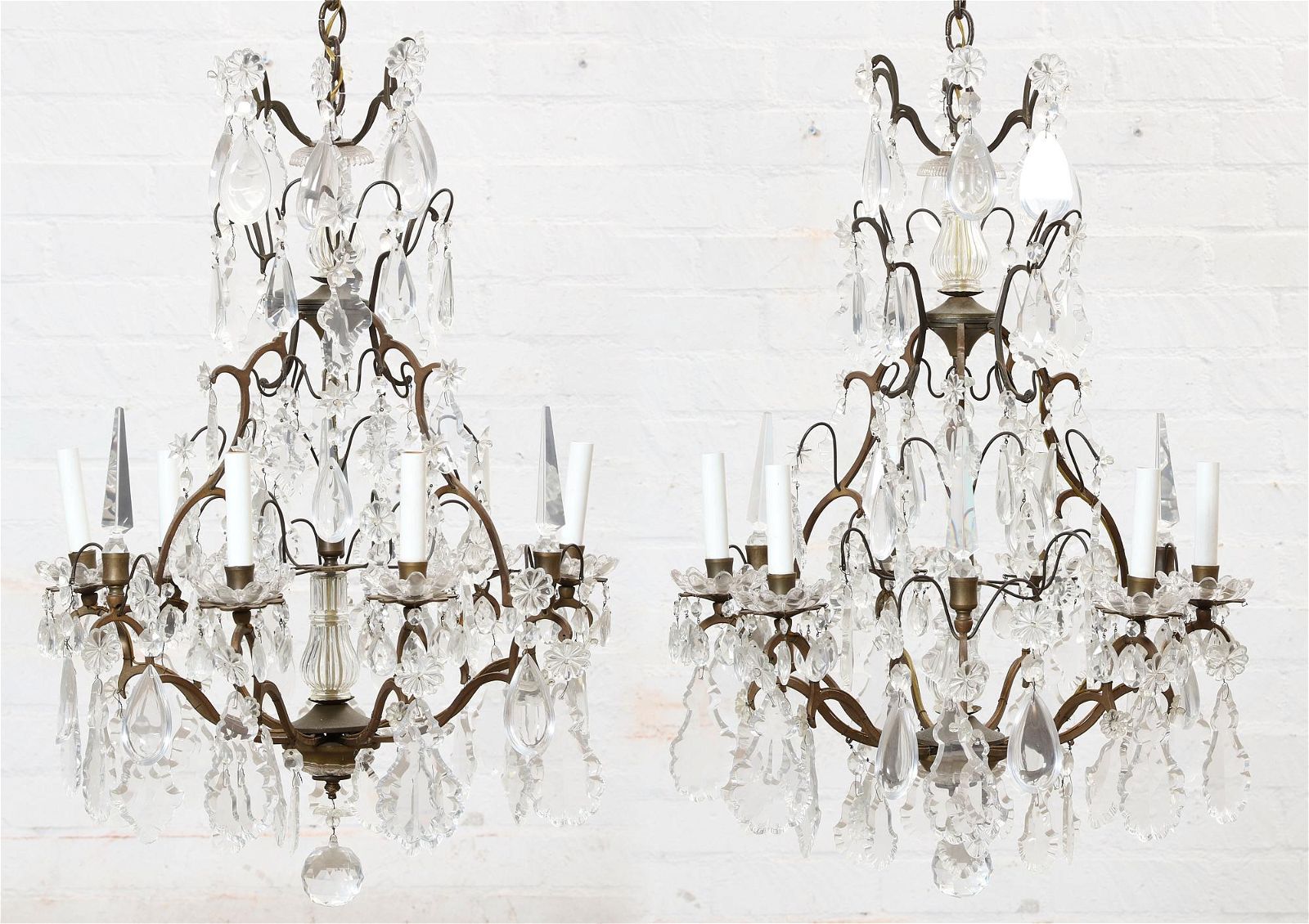 A PAIR OF LOUIS XV STYLE SIX LIGHT