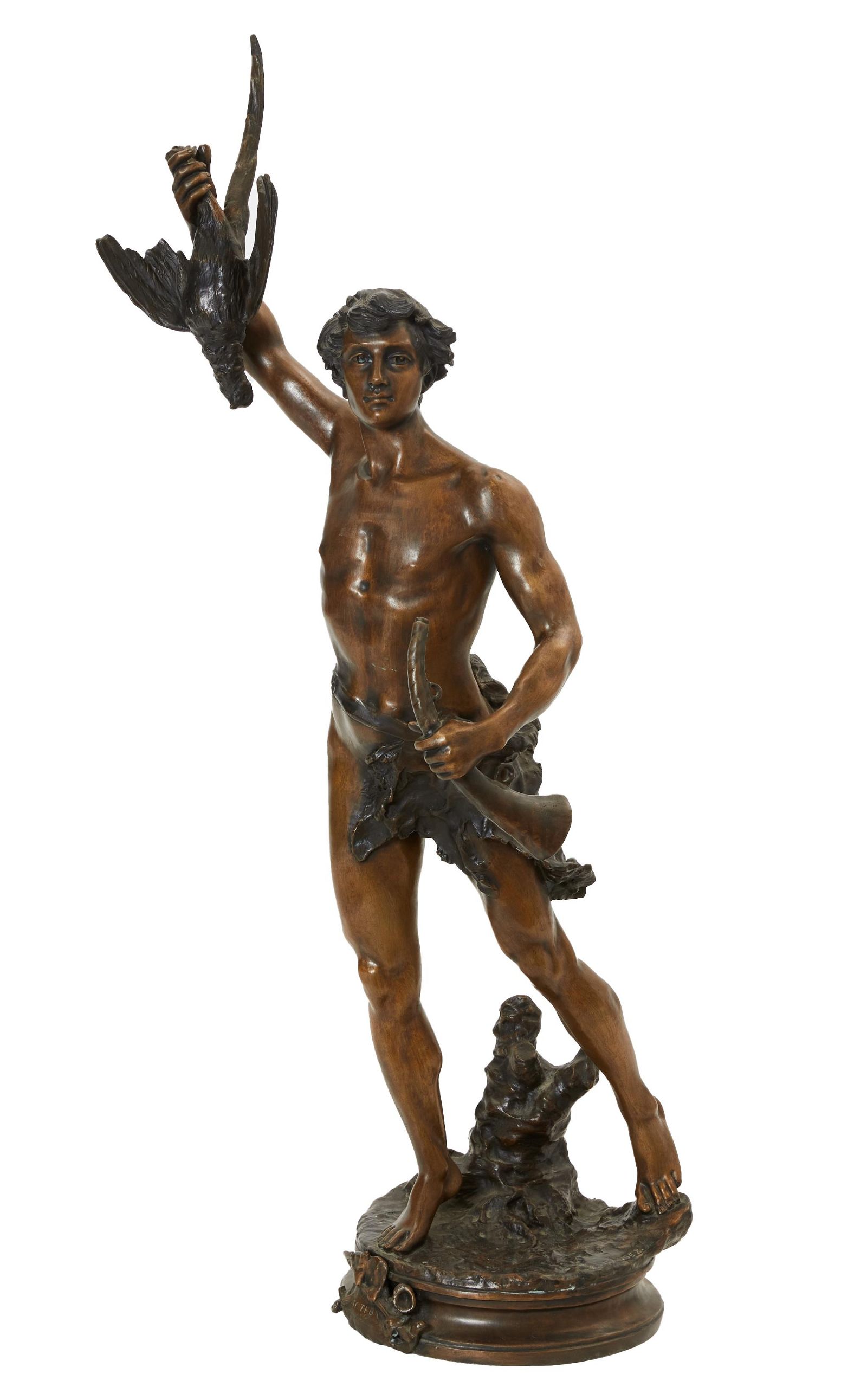 FRENCH BRONZE FIGURE OF A HUNTER: