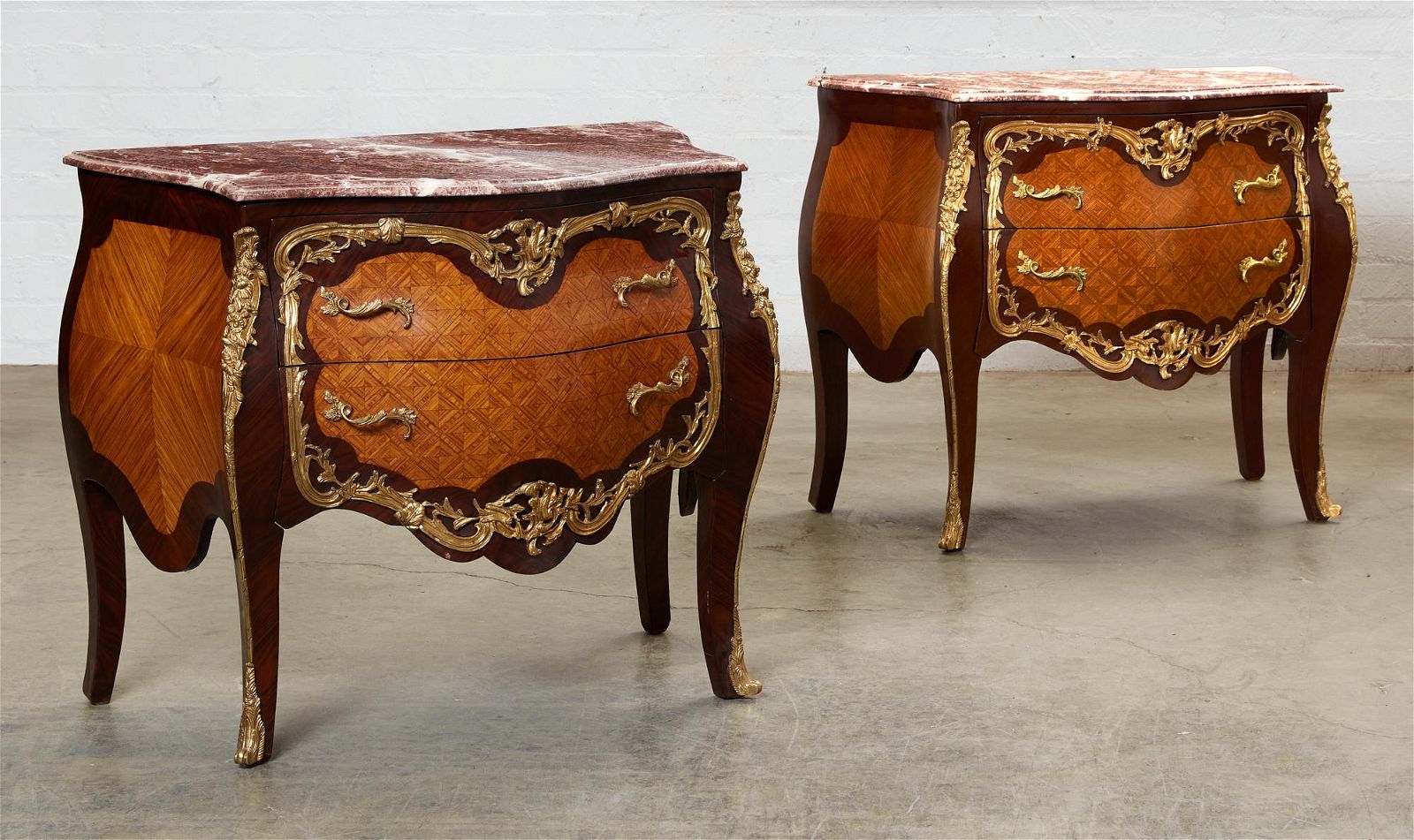 A PAIR OF LOUIS XV STYLE PARQUETRY