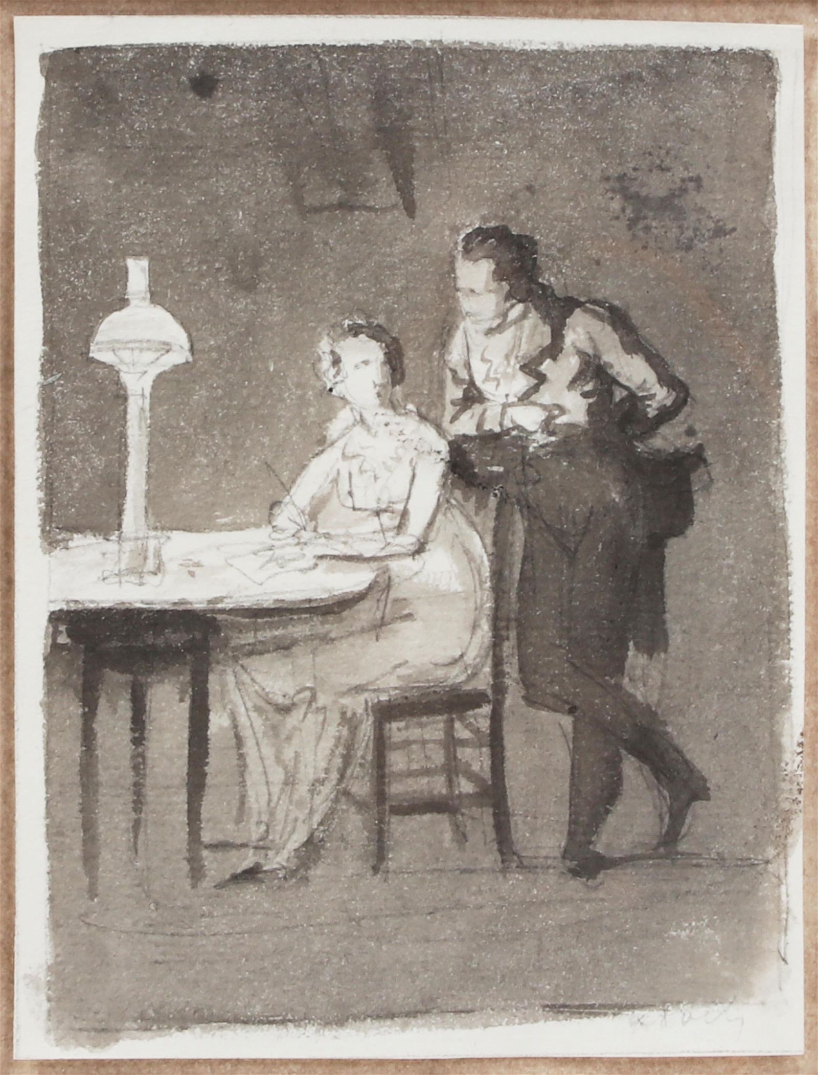 FRENCH SCHOOL, A SEATED LADY WRITING