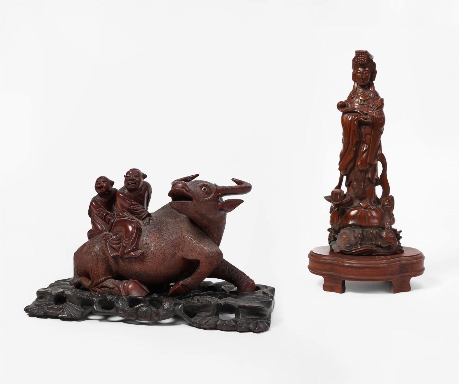 TWO JAPANESE WOOD FIGURAL GROUPSTwo