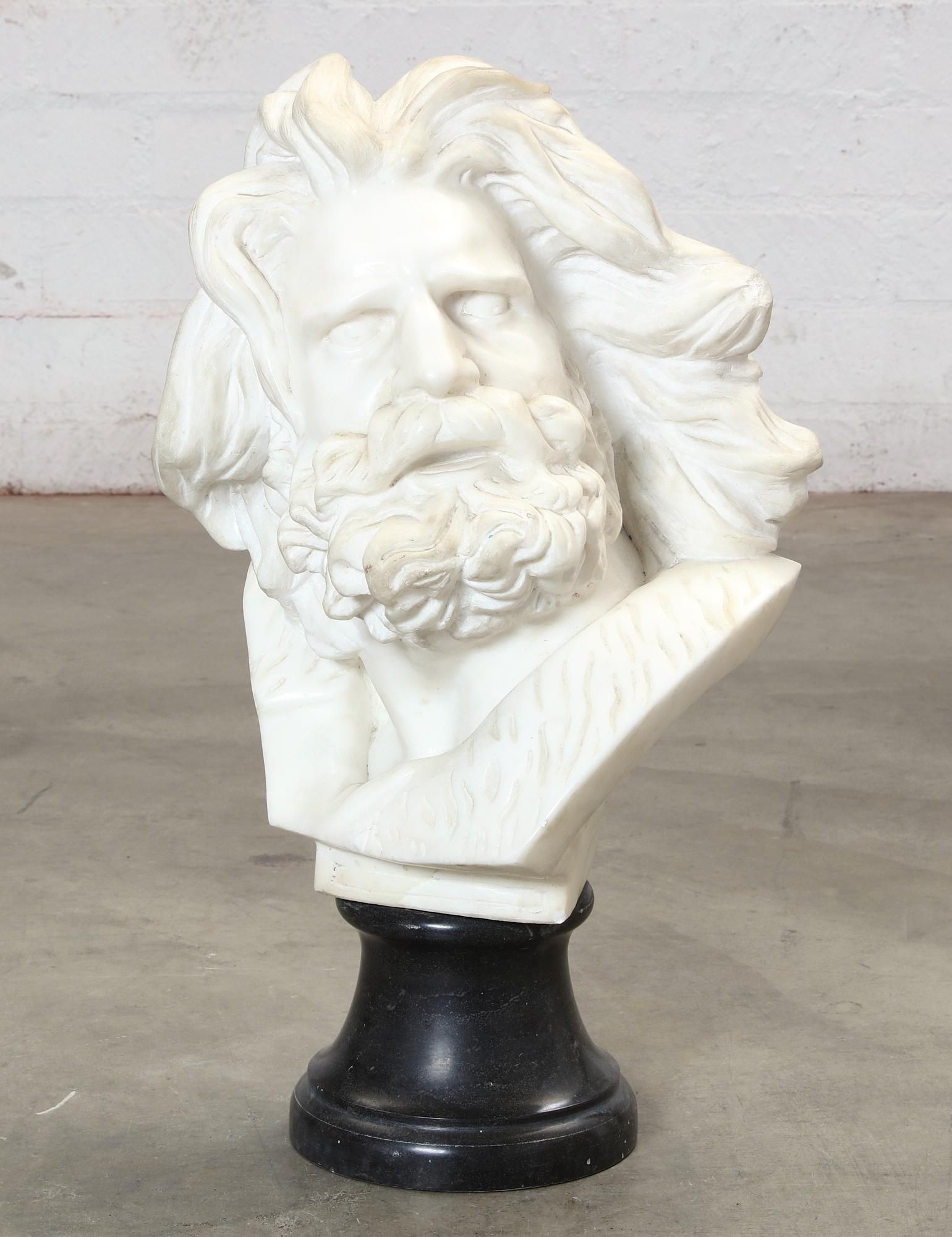 A CONTINENTAL WHITE MARBLE BUST